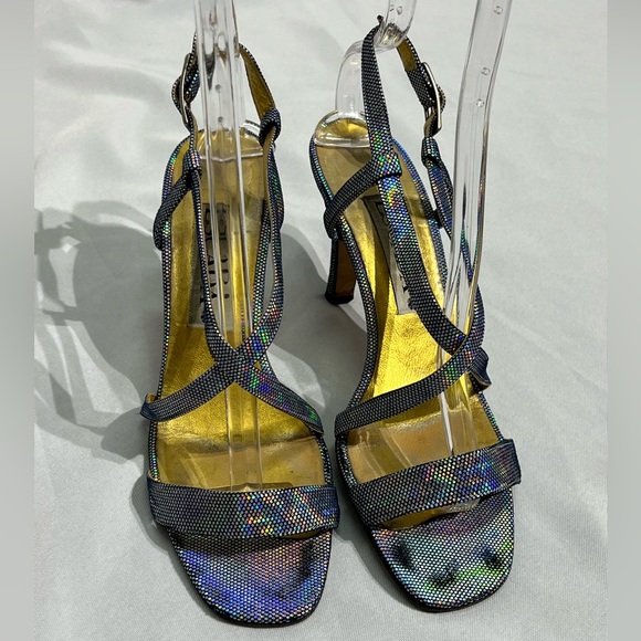 ESCADA Vintage Metallic Rainbow Strappy Heels - size 9B - Picture 11 of 13